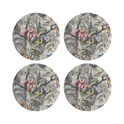 Arcadia Monkeys 16&quot; Round Pebble Placemats, Set of 4 - nicolettemayer.com
