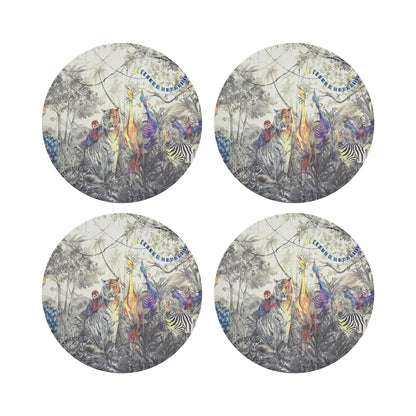 Arcadia Tiger And Zebra Scene 16&quot; Round Pebble Placemats, Set of 4 - nicolettemayer.com
