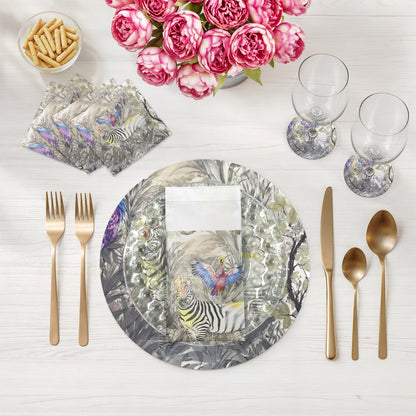 Arcadia Zebra 16" Round Pebble Placemats, Set of 4 - nicolettemayer.com

