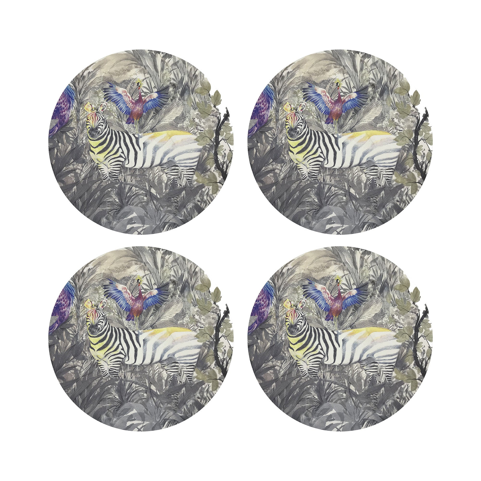Arcadia Zebra 16&quot; Round Pebble Placemats, Set of 4 - nicolettemayer.com
