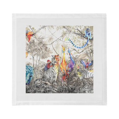 Arcadia Tiger And Zebra Scene Cotton Sateen Dinner Napkins
