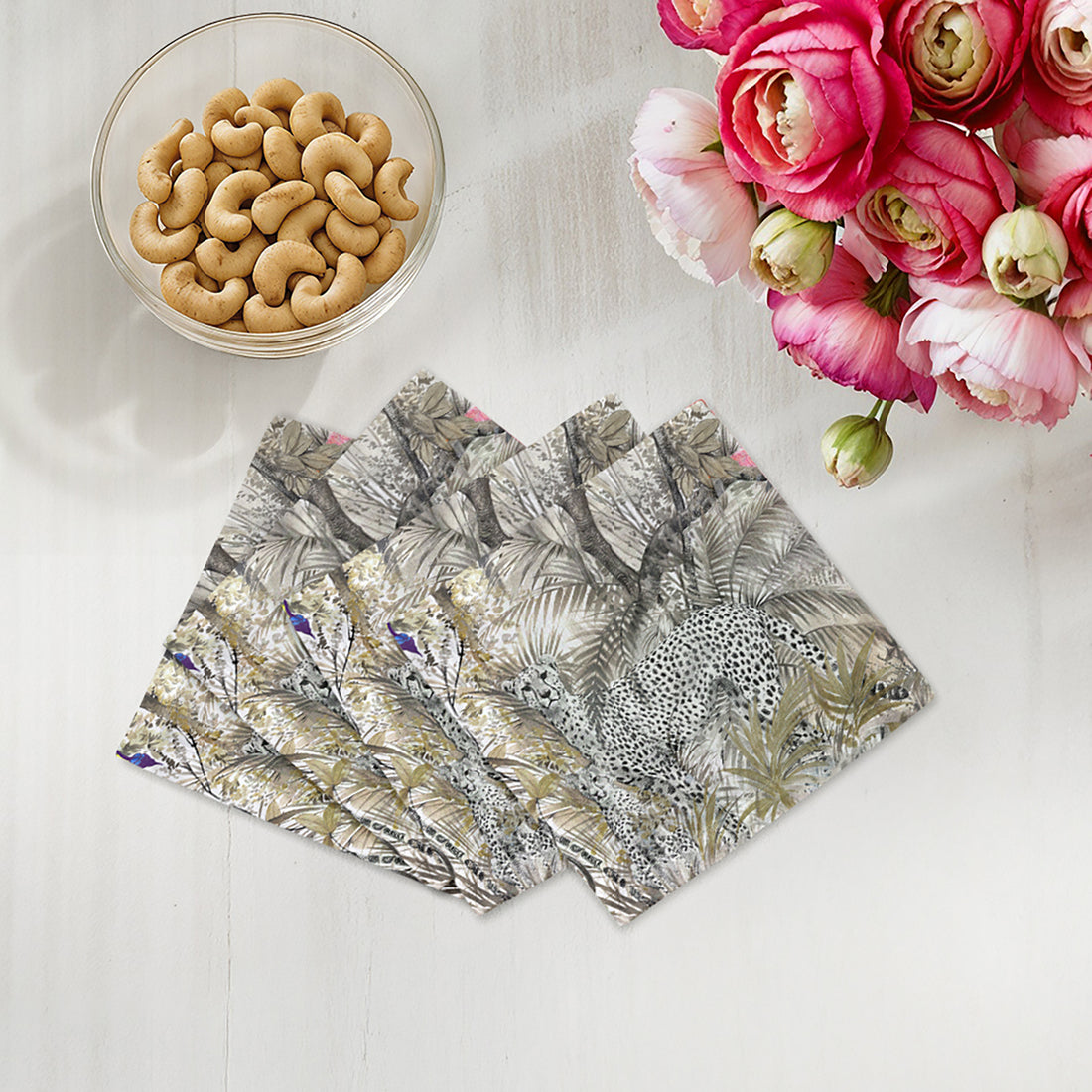Arcadia Cheetah Cotton Sateen Cocktail Napkins - nicolettemayer.com