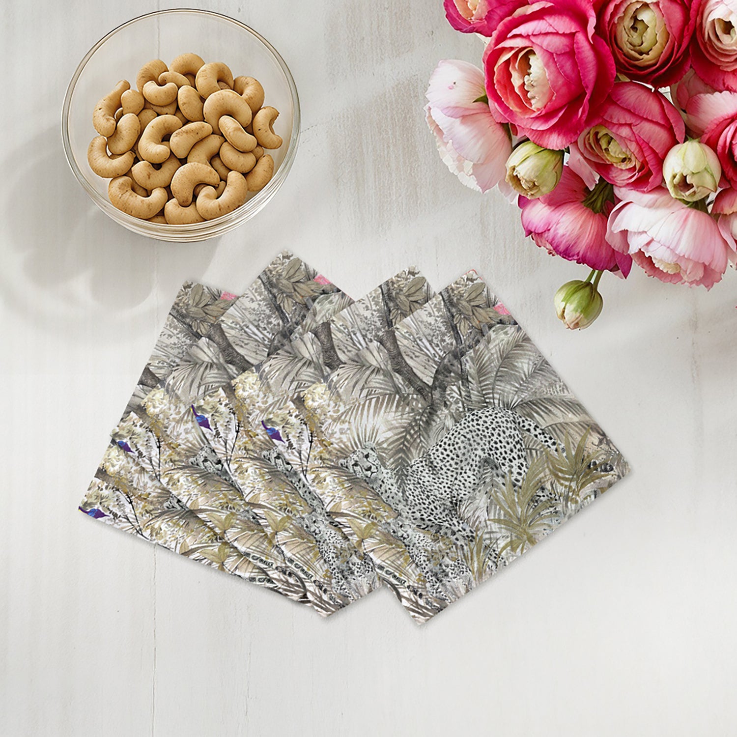 Arcadia Cheetah Cotton Sateen Cocktail Napkins