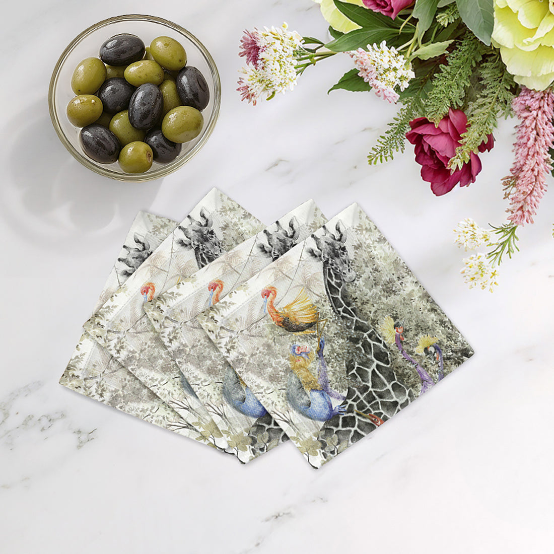 Arcadia Giraffe Cotton Sateen Cocktail Napkins