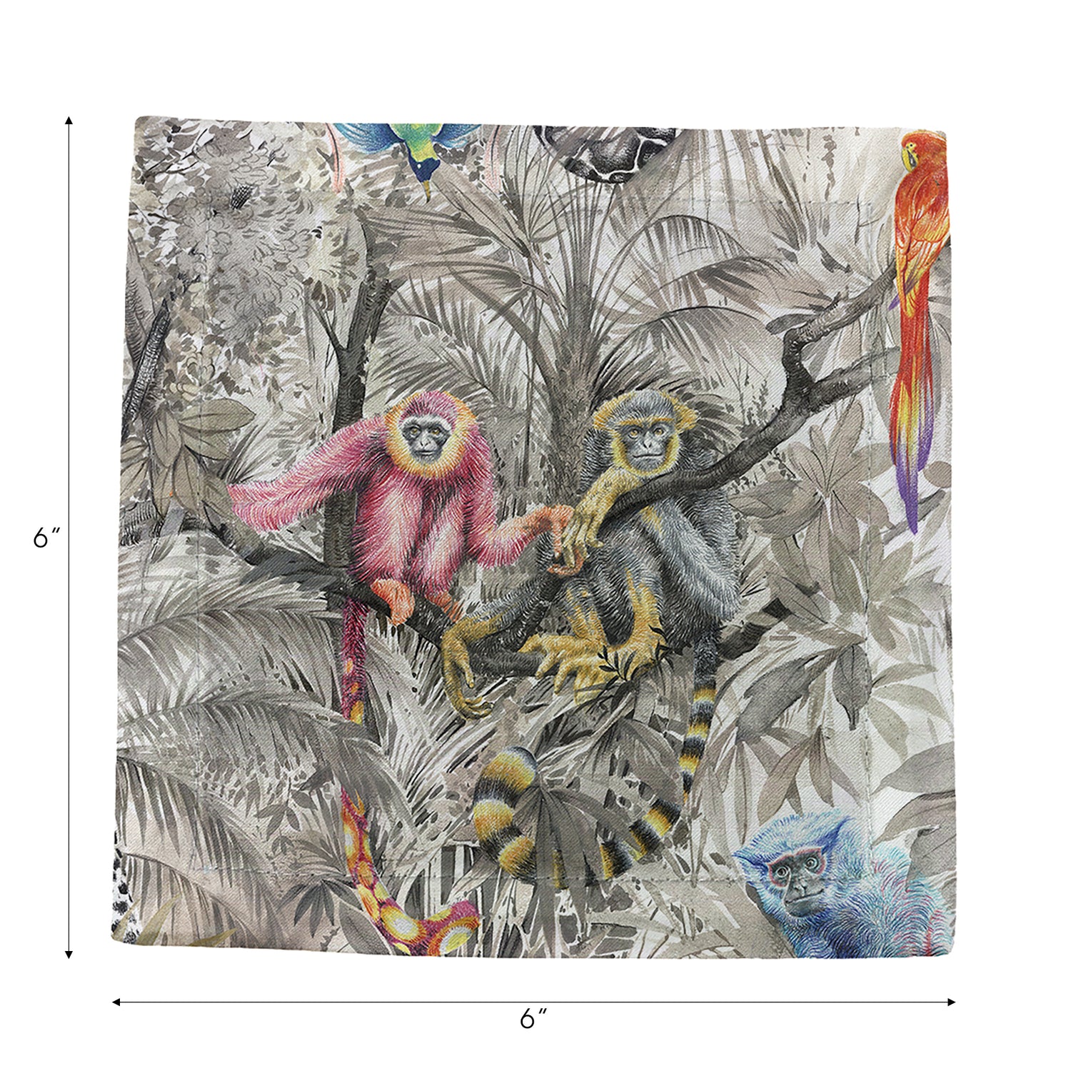 Arcadia Monkeys Cotton Sateen Cocktail Napkins