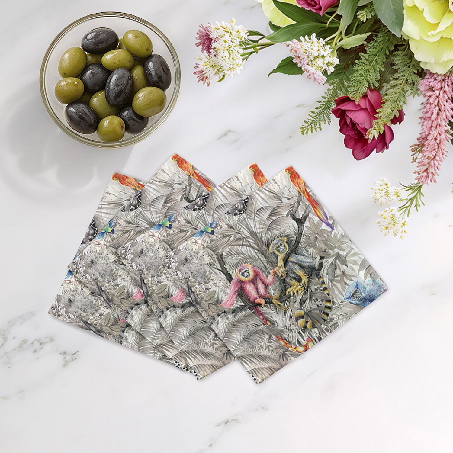 Arcadia Monkeys Cotton Sateen Cocktail Napkins