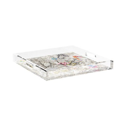 Arcadia Chettah Scene 15X15 Acrylic Tray - nicolettemayer.com
