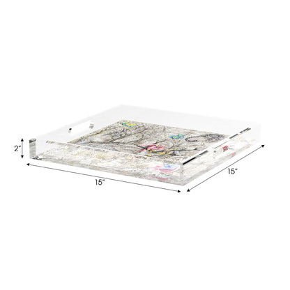 Arcadia Chettah Scene 15X15 Acrylic Tray - nicolettemayer.com
