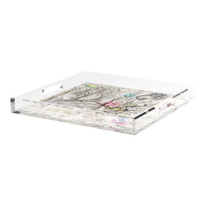 Arcadia Chettah Scene 18X18 Acrylic Tray - nicolettemayer.com
