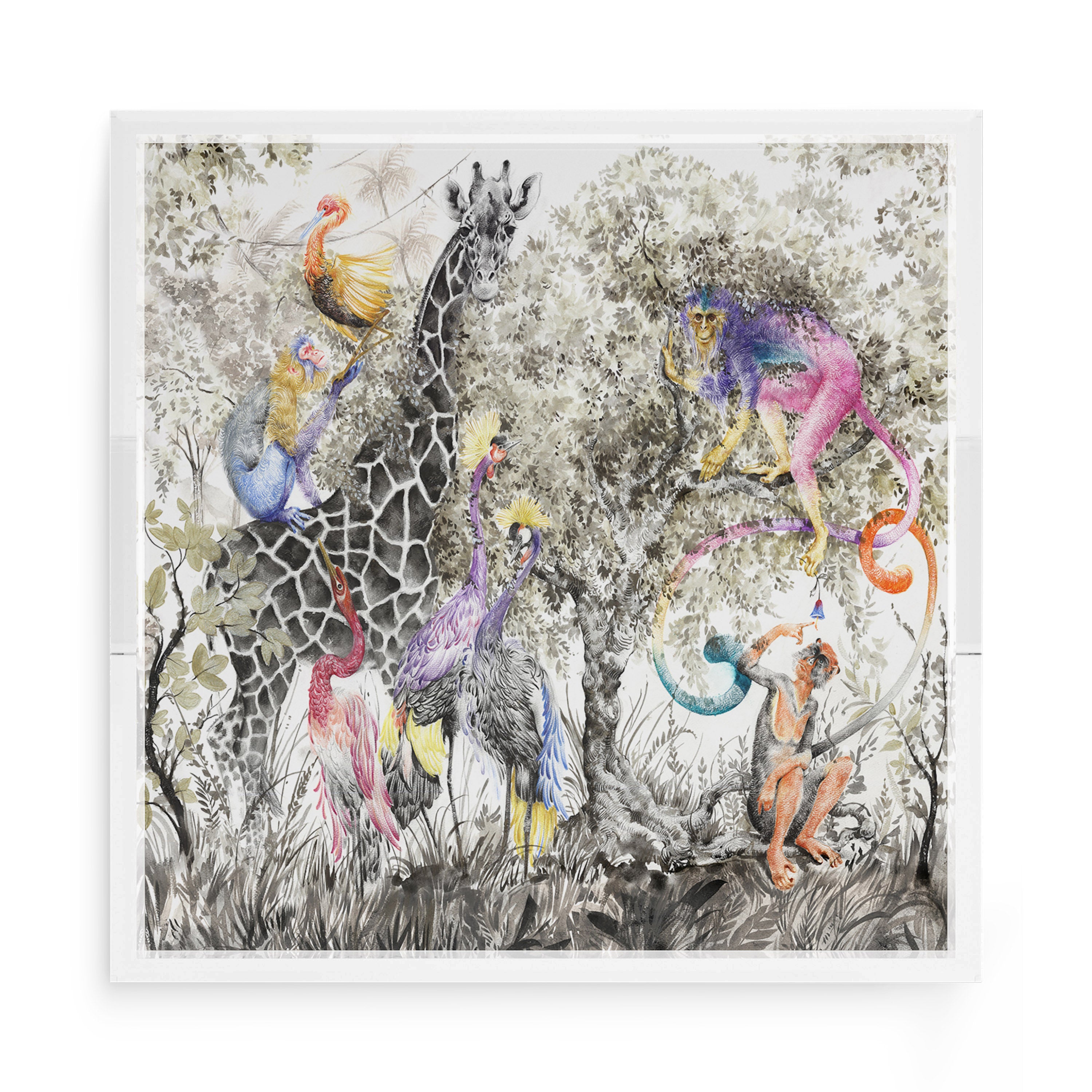Arcadia Giraffe Scene 15X15 Acrylic Tray - nicolettemayer.com
