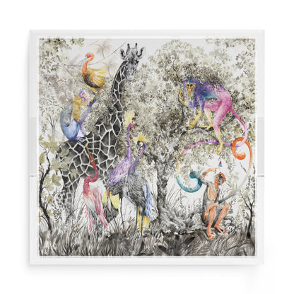 Arcadia Giraffe Scene 15X15 Acrylic Tray - nicolettemayer.com
