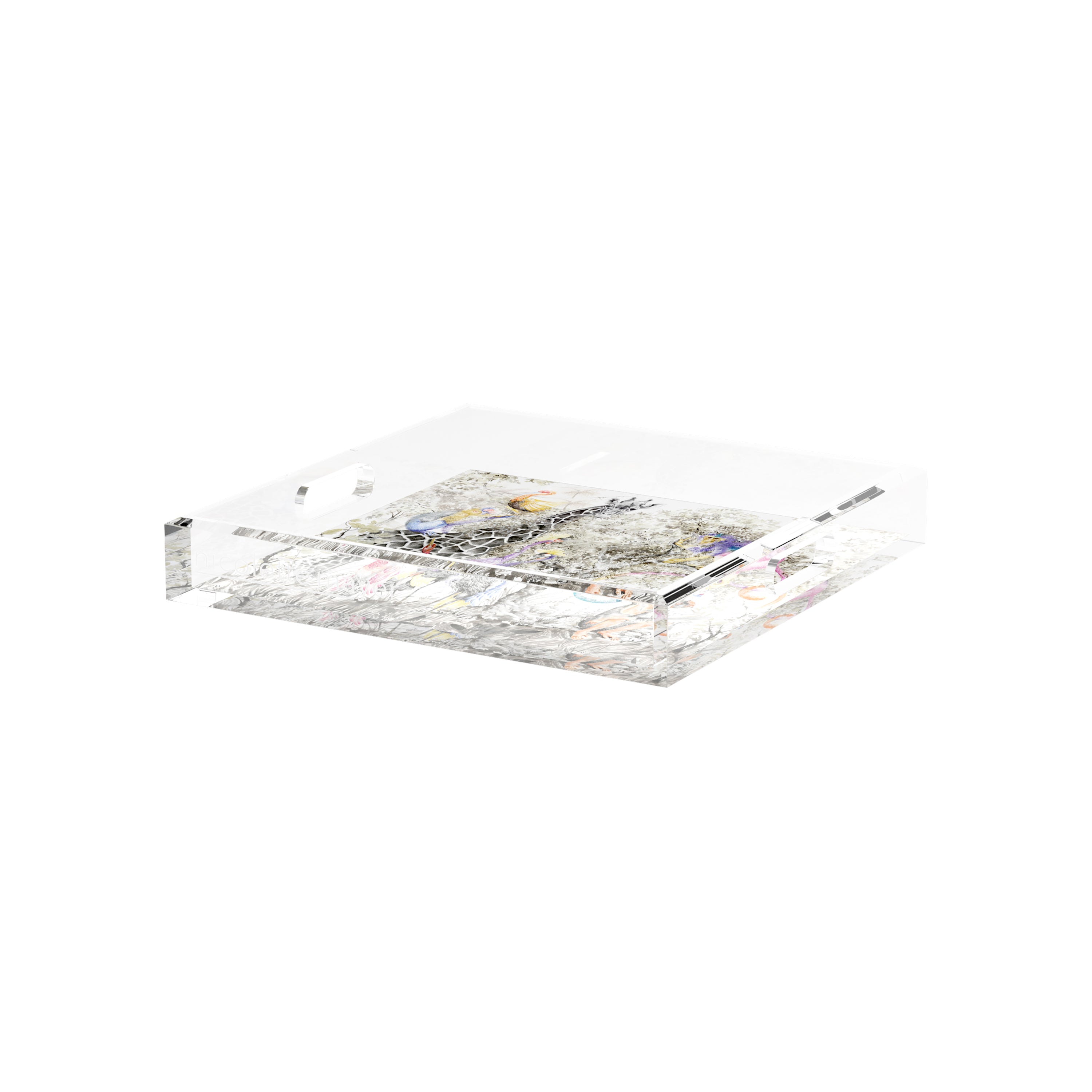 Arcadia Giraffe Scene 12X12 Acrylic Tray - nicolettemayer.com
