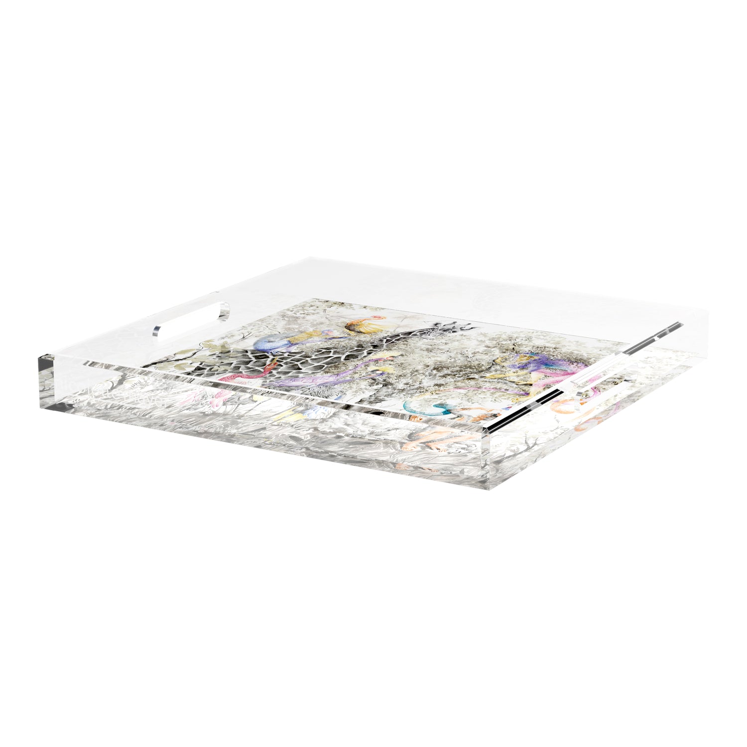 Arcadia Giraffe Scene 18X18 Acrylic Tray - nicolettemayer.com
