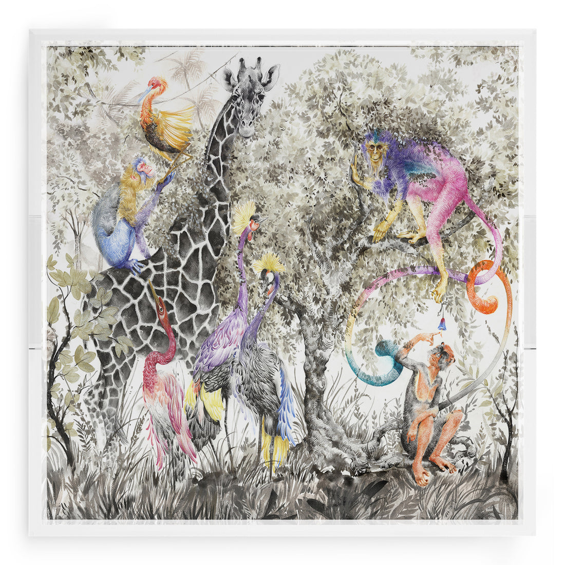 Arcadia Giraffe Scene 18X18 Acrylic Tray - nicolettemayer.com
