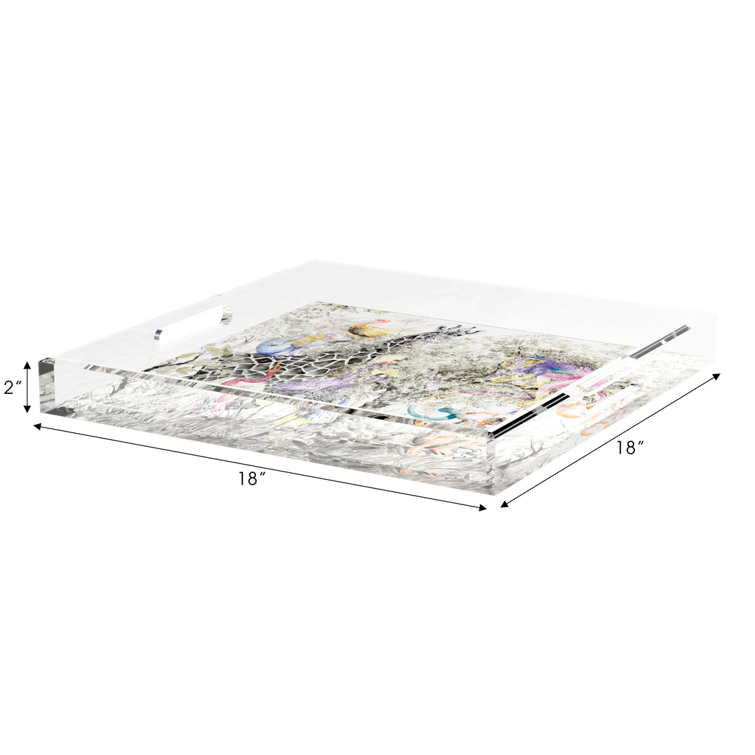 Arcadia Giraffe Scene 18X18 Acrylic Tray - nicolettemayer.com
