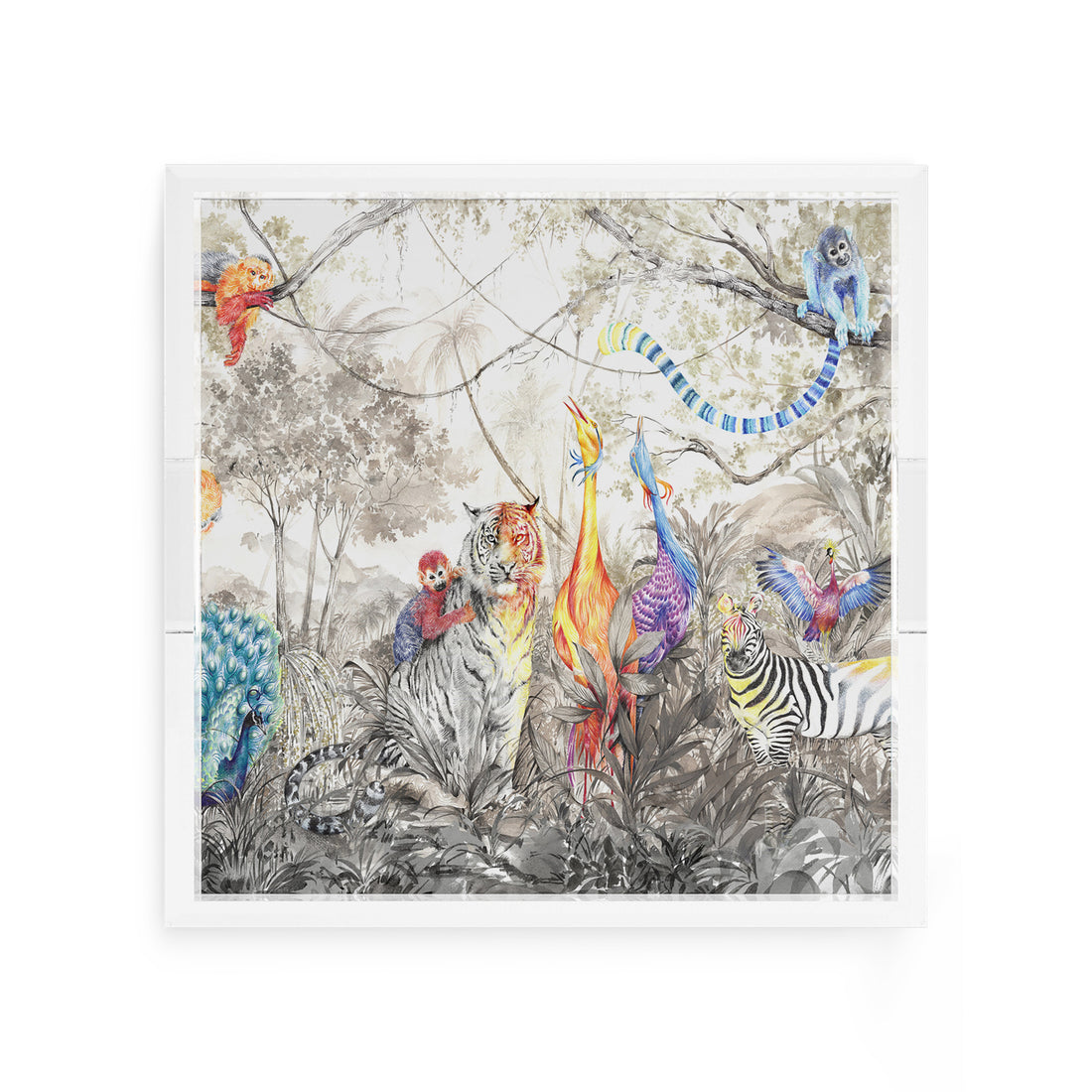 Arcadia Tiger And Zebra Scene 12X12 Acrylic Tray - nicolettemayer.com

