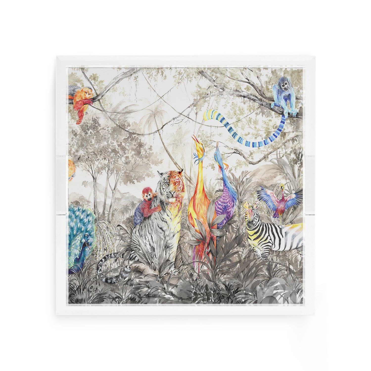 Arcadia Tiger And Zebra Scene 12X12 Acrylic Tray - nicolettemayer.com
