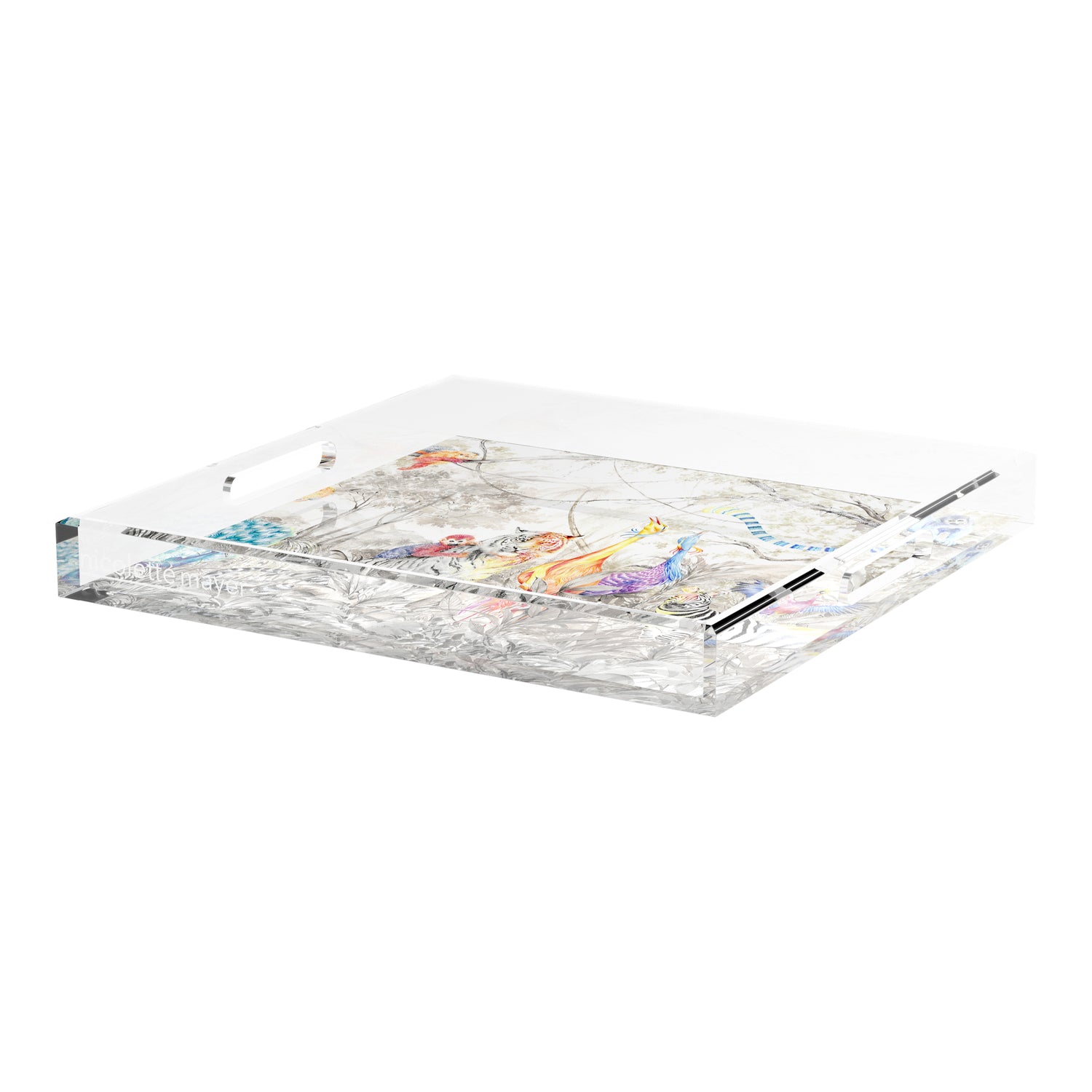 Arcadia Tiger And Zebra Scene 18X18 Acrylic Tray - nicolettemayer.com
