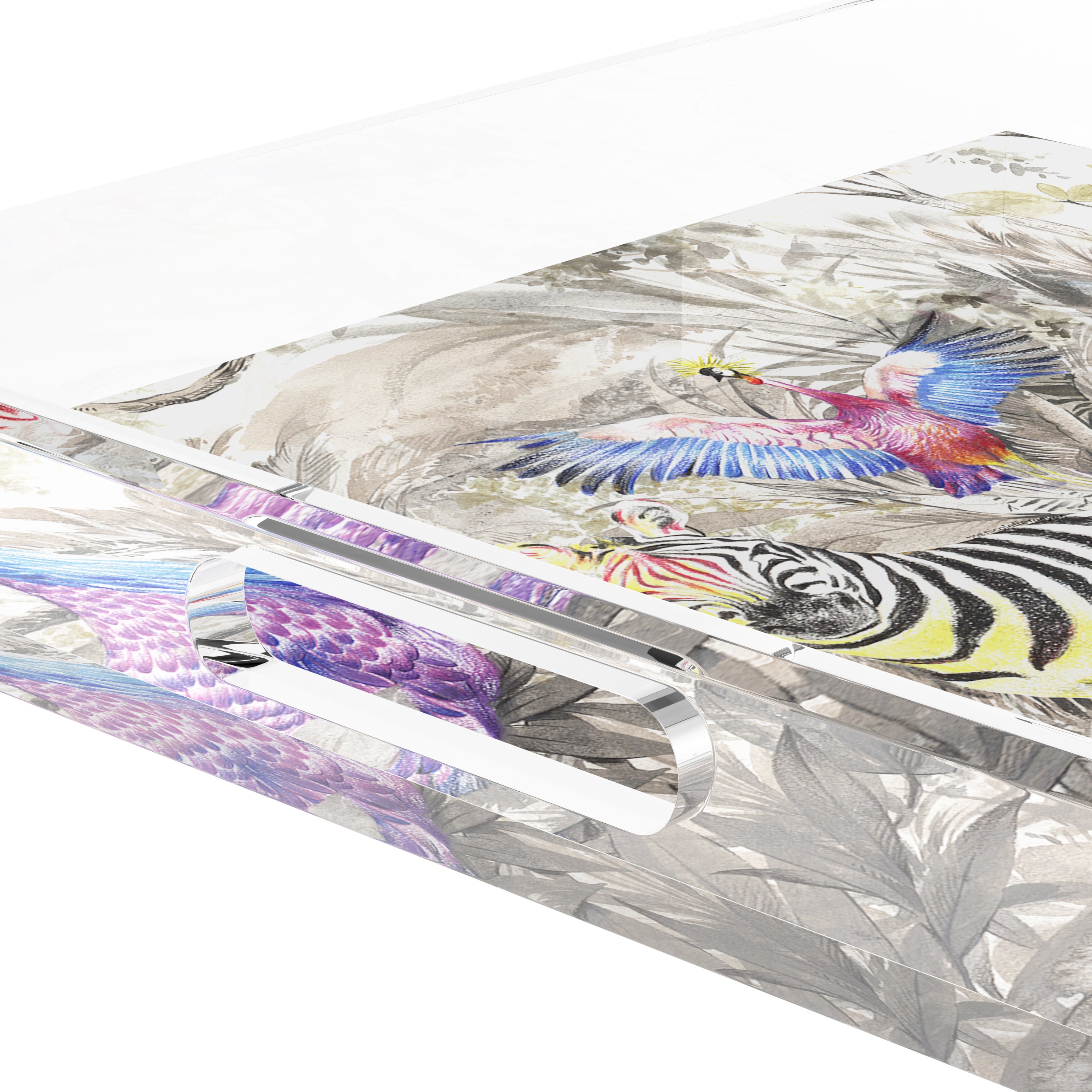 Arcadia Zebra 18X18 Acrylic Tray - nicolettemayer.com

