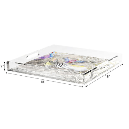 Arcadia Zebra 18X18 Acrylic Tray - nicolettemayer.com
