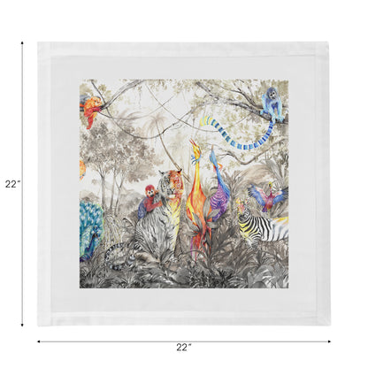 Arcadia Tiger- und Zebra-Szene, 22 x 22 Zoll, Hohlsaum-Servietten, 4er-Set
