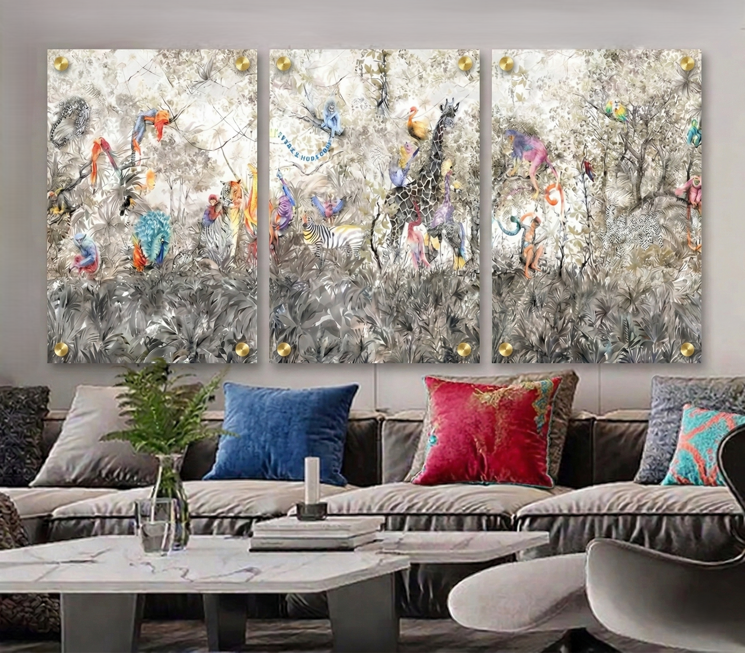 Arcadia Acrylic Triptych – Set of 3 Modern Wall Art Panels, 96x48" overall  (32x48" each) - nicolettemayer.com