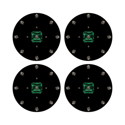 Asscher Black 16&quot; Round Pebble Placemats, Set of 4 - nicolettemayer.com
