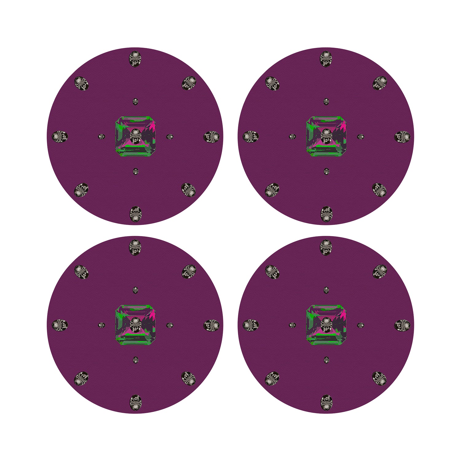 Asscher Purple Rain 16&quot; Round Pebble Placemats, Set of 4 - nicolettemayer.com
