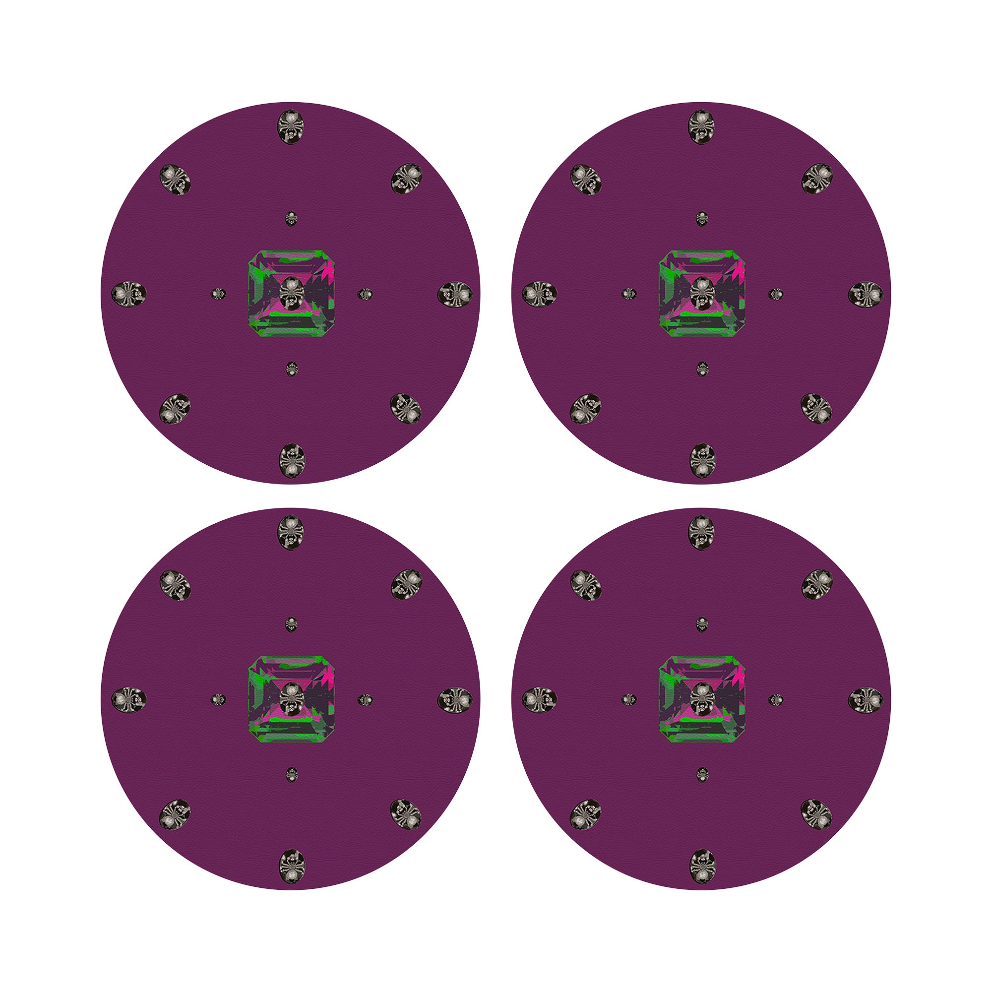 Asscher Purple Rain 16&quot; Round Pebble Placemats, Set of 4 - nicolettemayer.com
