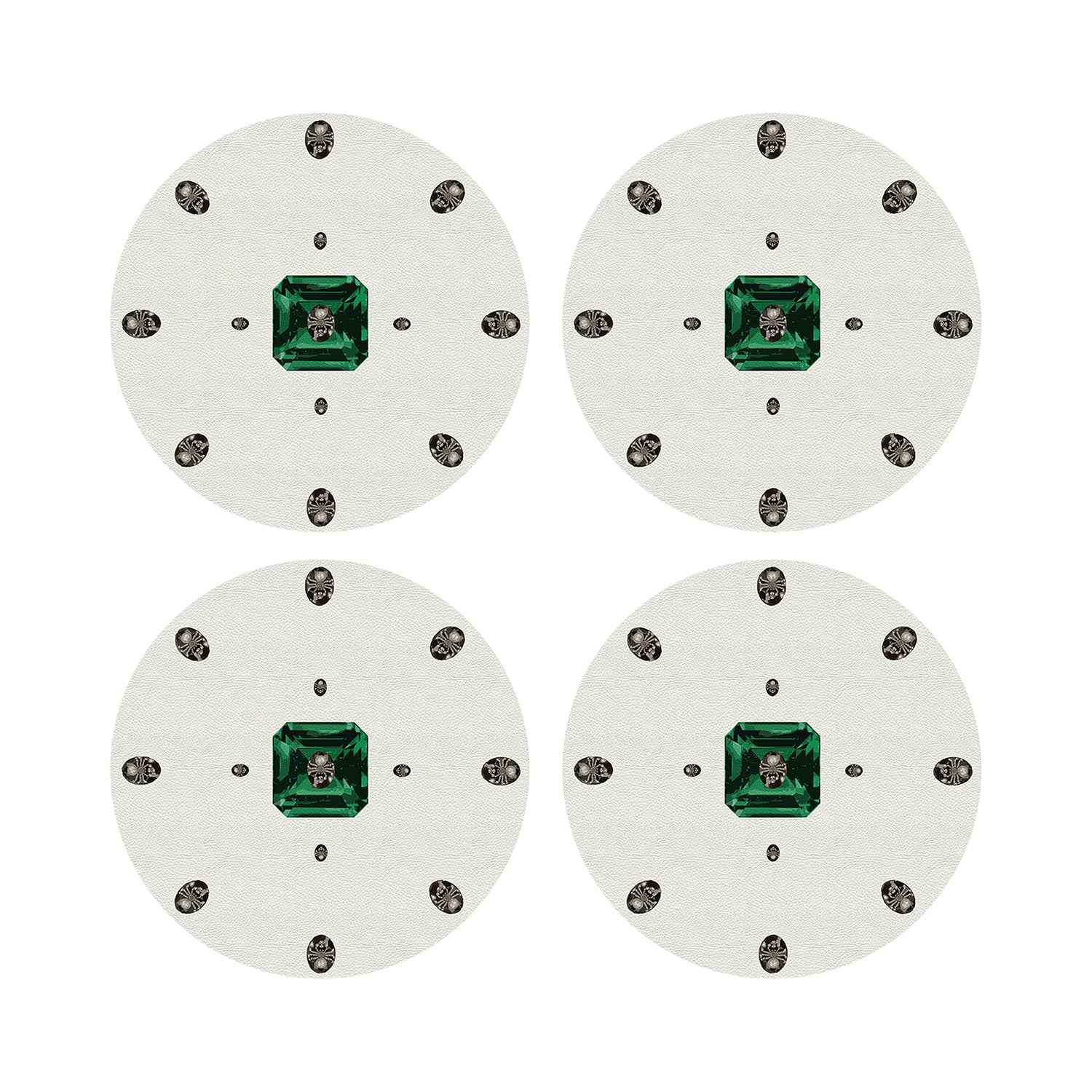 Asscher White 16&quot; Round Pebble Placemats, Set of 4 - nicolettemayer.com
