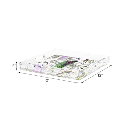 Audubon Exotica Lilac Green Multi Acrylic Decorative Tray, 12 x 12 in. by Nicolette Mayer 