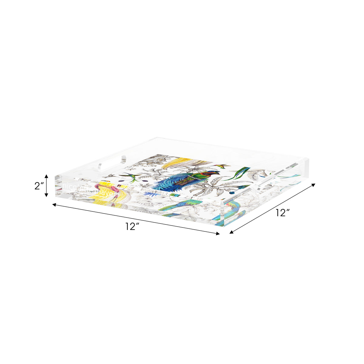Audubon Exotica Tropical Acrylic Decorative Tray, 12 x 12 in. by Nicolette Mayer 