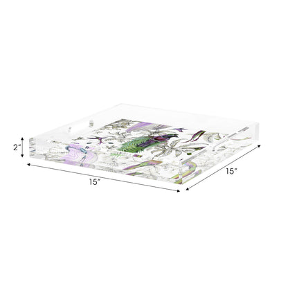 Audubon Exotica Lilac Green Multi Acrylic Decorative Tray, 15 x 15 in. by Nicolette Mayer 