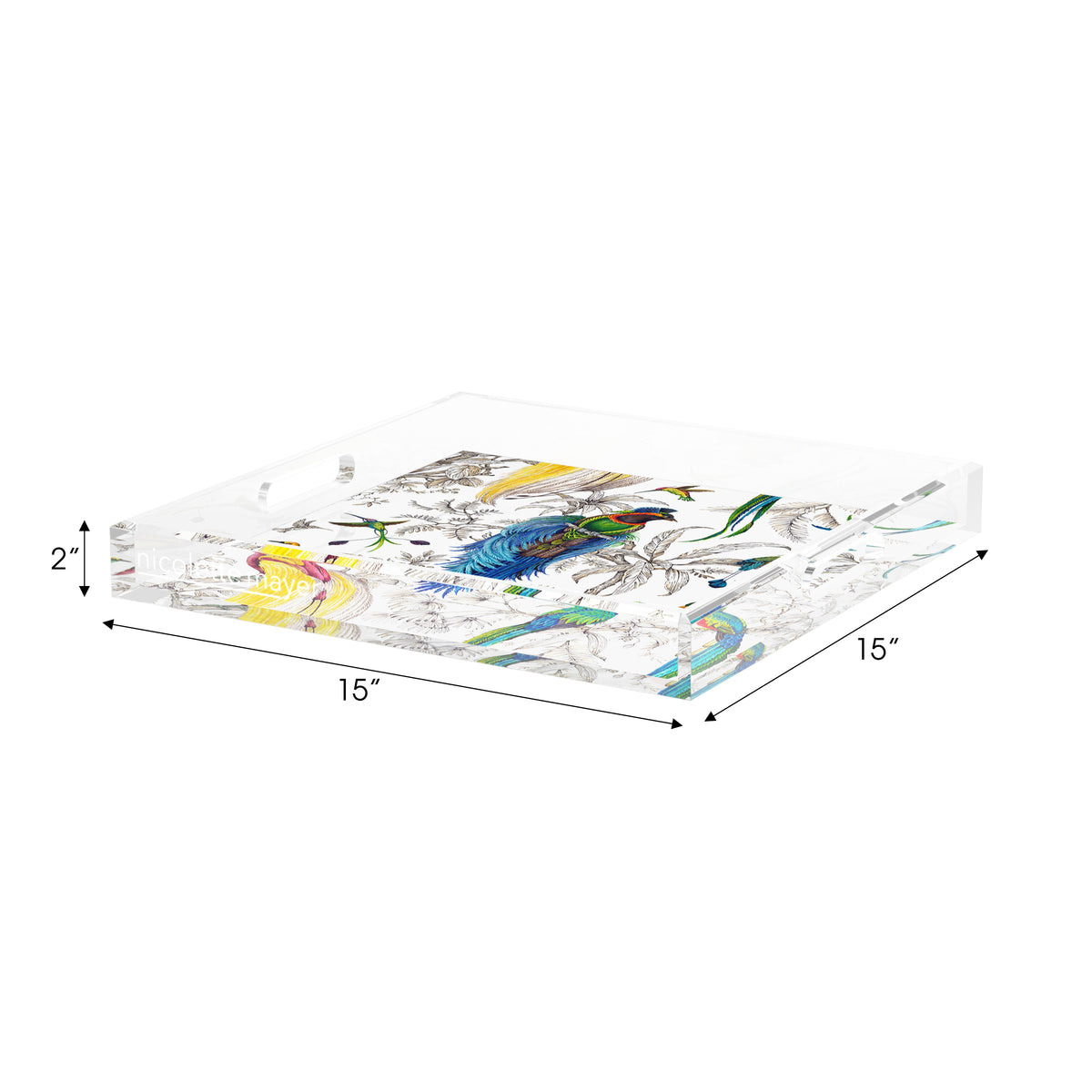 Audubon Exotica Tropical Acrylic Decorative Tray, 15 x 15 in. by Nicolette Mayer 