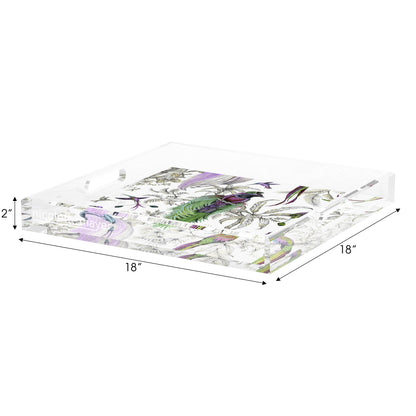 Audubon Exotica Lilac Green Multi Acrylic Decorative Tray, 18 x 18 in. by Nicolette Mayer 