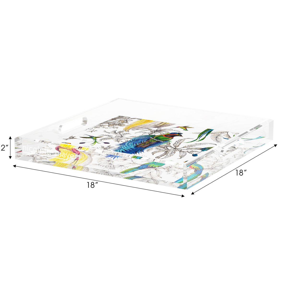 Audubon Exotica Tropical Acrylic Decorative Tray, 18 x 18 in. by Nicolette Mayer 