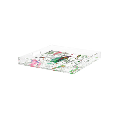 Audubon Exotica Dove Green Persimmon Acrylic Decorative Tray, 12 x 12 in. by Nicolette Mayer 