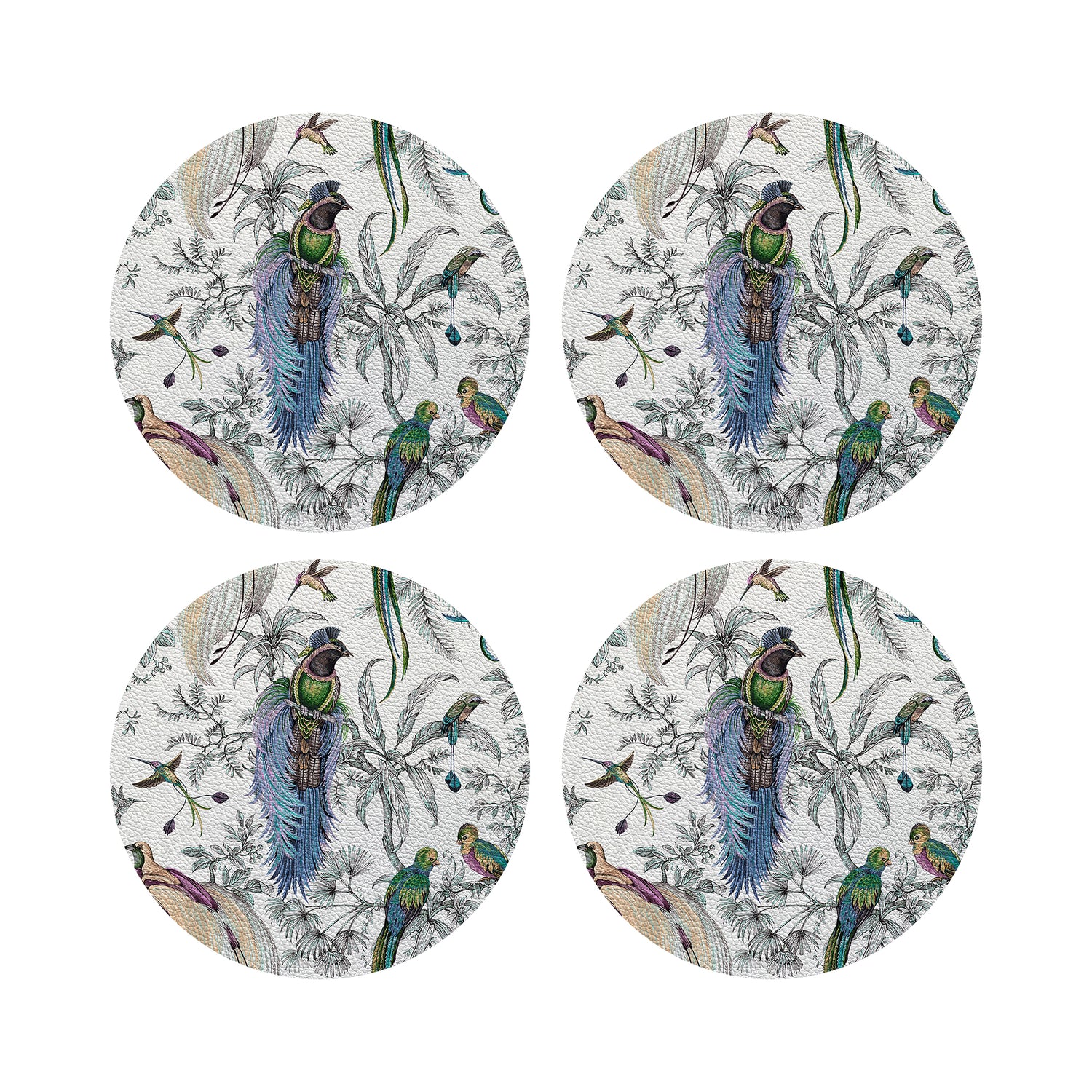 Audubon Exotica Blue Green 16&quot; Round Pebble Placemats, Set of 4 - nicolettemayer.com
