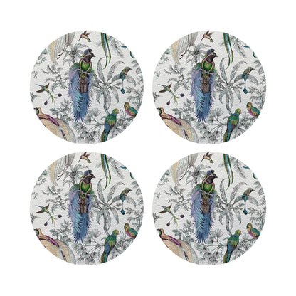 Audubon Exotica Blue Green 16&quot; Round Pebble Placemats, Set of 4 - nicolettemayer.com
