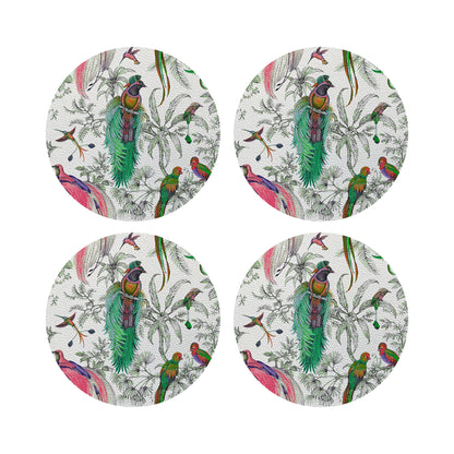 Audubon Exotica Green Persimmon 16&quot; Round Pebble Placemats, Set of 4 - nicolettemayer.com
