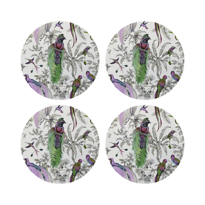 Audubon Exotica Lilac Green 16&quot; Round Pebble Placemats, Set of 4 - nicolettemayer.com
