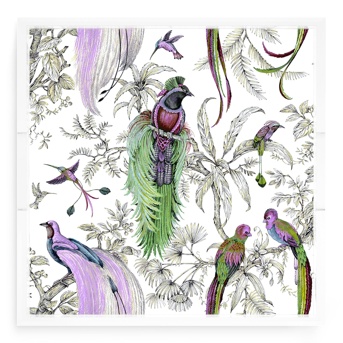 Audubon Exotica Lilac Green Multi Acrylic Decorative Tray, 18 x 18 in. by Nicolette Mayer 
