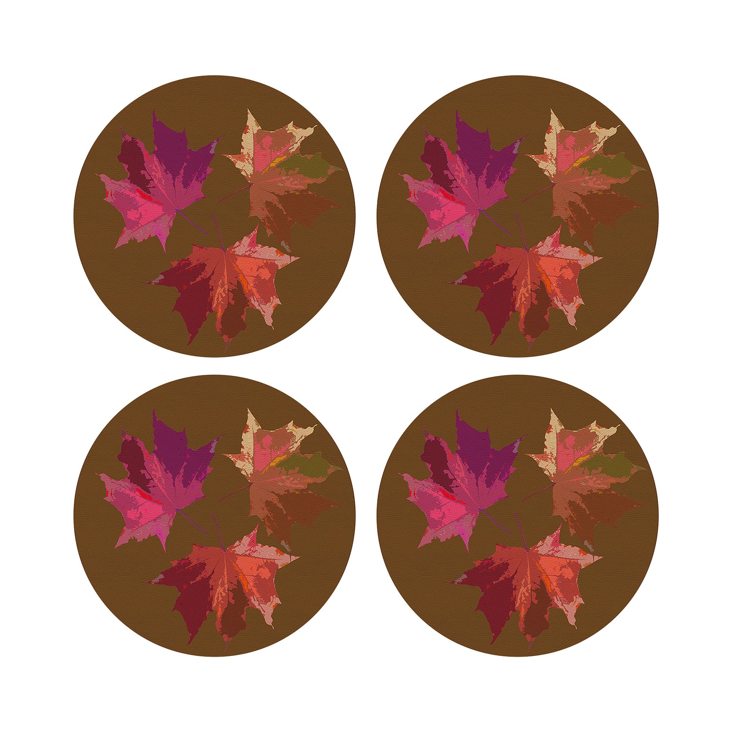 Autumn Leaves Brown 16&quot; Round Pebble Placemats, Set of 4 - nicolettemayer.com
