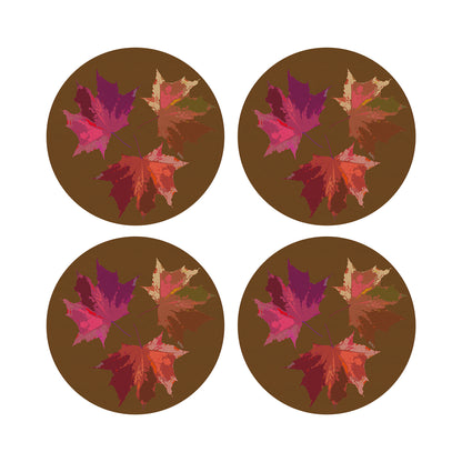 Autumn Leaves Brown 16&quot; Round Pebble Placemats, Set of 4 - nicolettemayer.com
