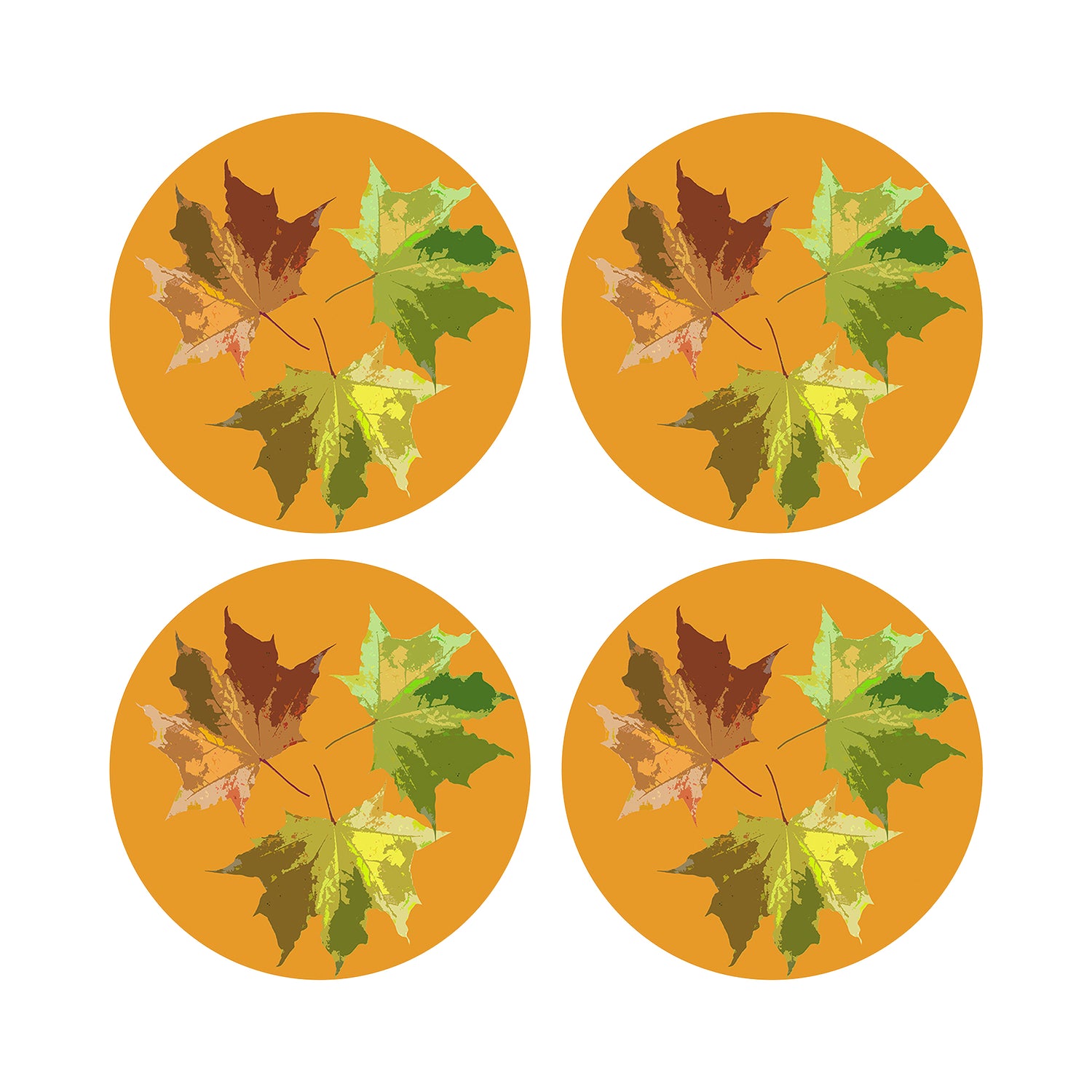 Autumn Leaves Butternut 16&quot; Round Pebble Placemats, Set of 4 - nicolettemayer.com
