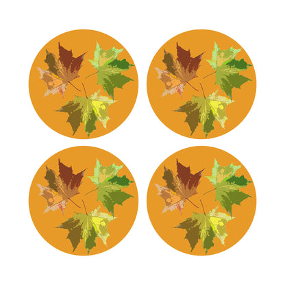 Autumn Leaves Butternut 16&quot; Round Pebble Placemats, Set of 4 - nicolettemayer.com
