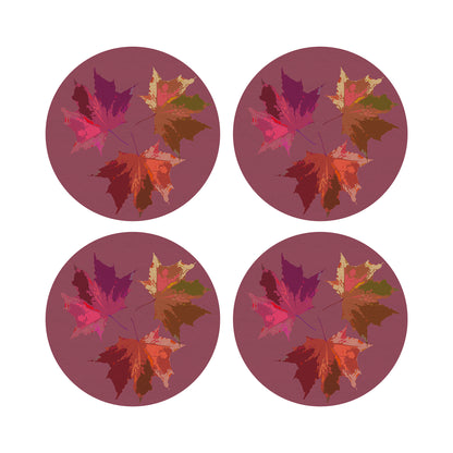 Autumn Leaves Mauve 16&quot; Round Pebble Placemats, Set of 4 - nicolettemayer.com
