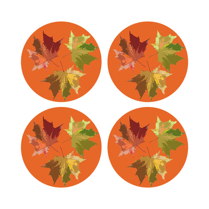 Autumn Leaves Orange 16&quot; Round Pebble Placemats, Set of 4 - nicolettemayer.com
