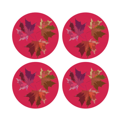 Autumn Leaves Plum 16&quot; Round Pebble Placemats, Set of 4 - nicolettemayer.com
