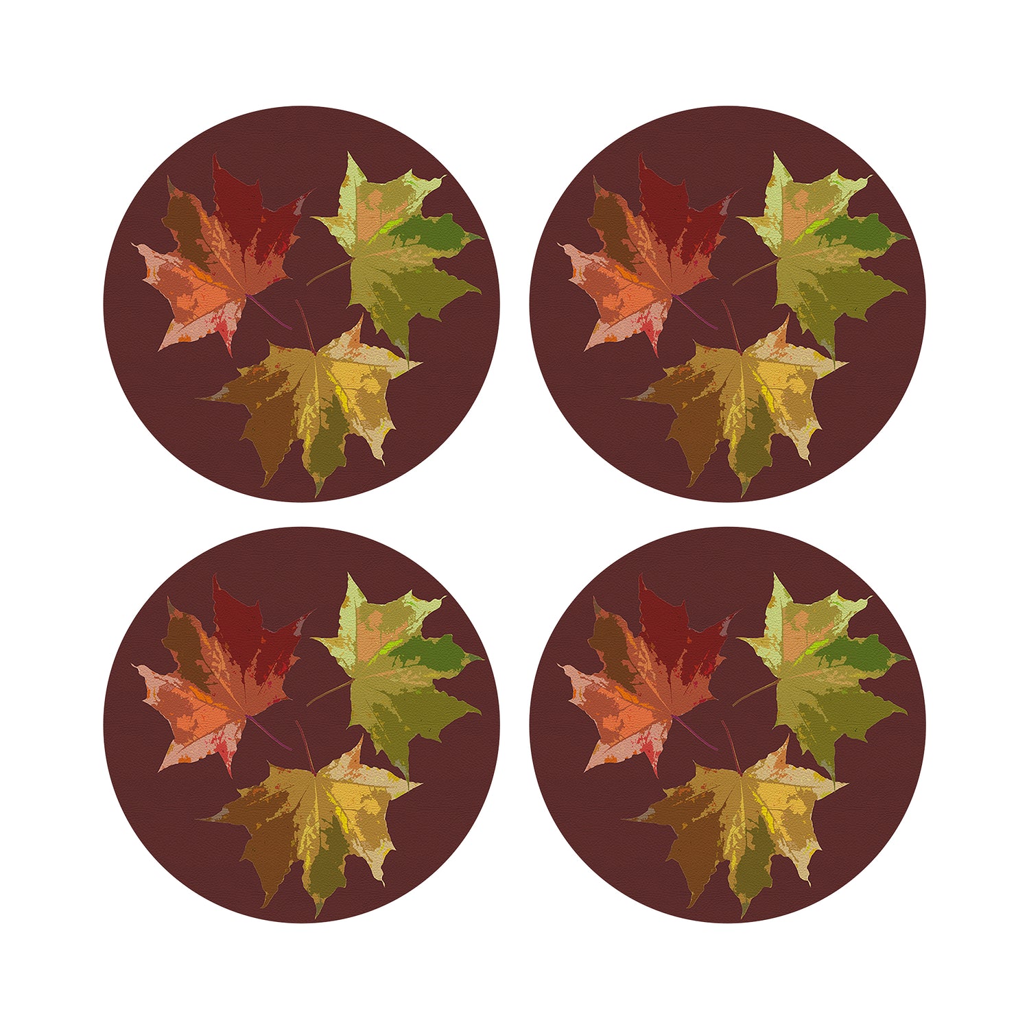Autumn Leaves Porto 16&quot; Round Pebble Placemats, Set of 4 - nicolettemayer.com
